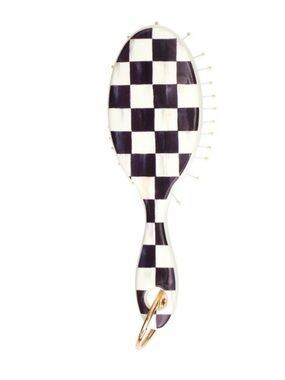 Wet brush x Mackenzie-Childs Keychain Detangler Brush White Black Courtly Check
